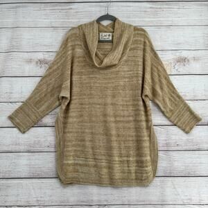 Field and Flower Anthropologie Split Hem Tunic Sweater Womens Medium Beige